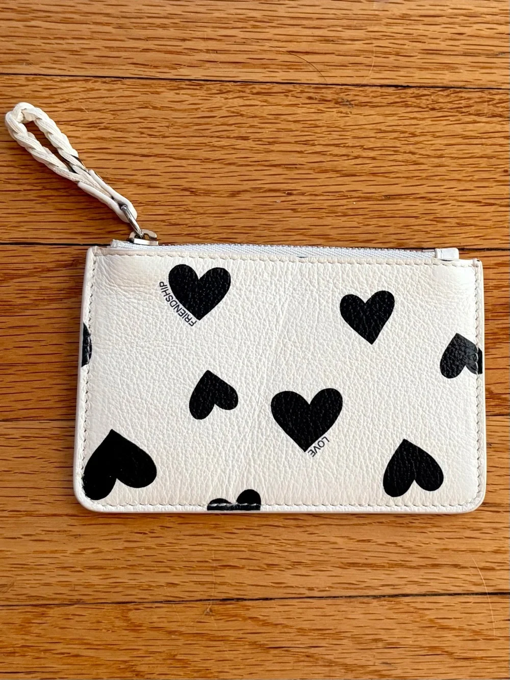 Frank & Eileen Cream Card Pouch with Black Heart Print🖤